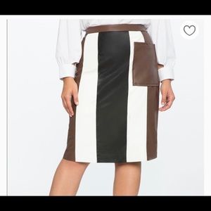 Eloquii Faux Leather Panel Column Skirt